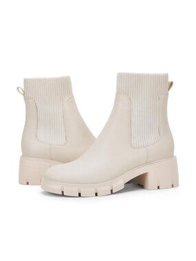 Chelsea Platform Ankle Boots Faux Suede Lug Sole Slip On Booties